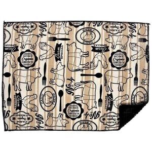 Farm Livestock Dish Drying Mat Country Animal Pictures Tan Black Reversible Gift